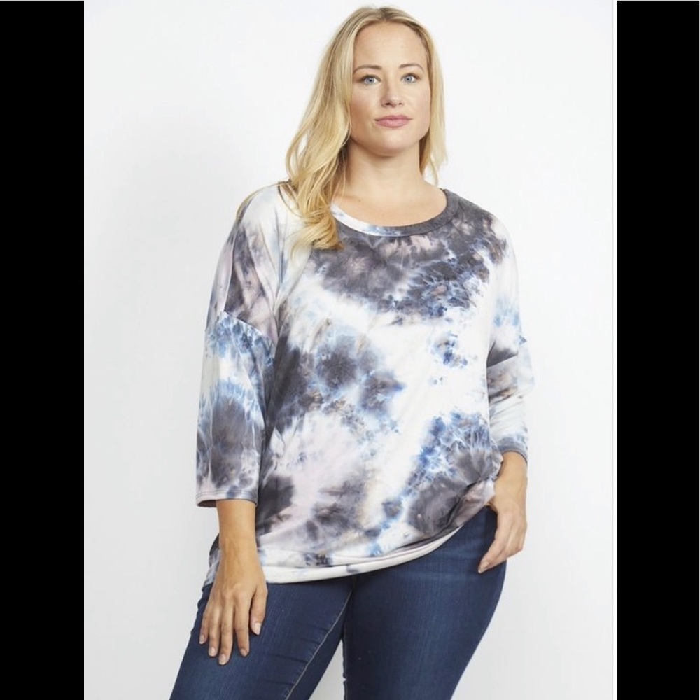 Plus Size Tie Dye Drop Shoulder Top 3 Pack